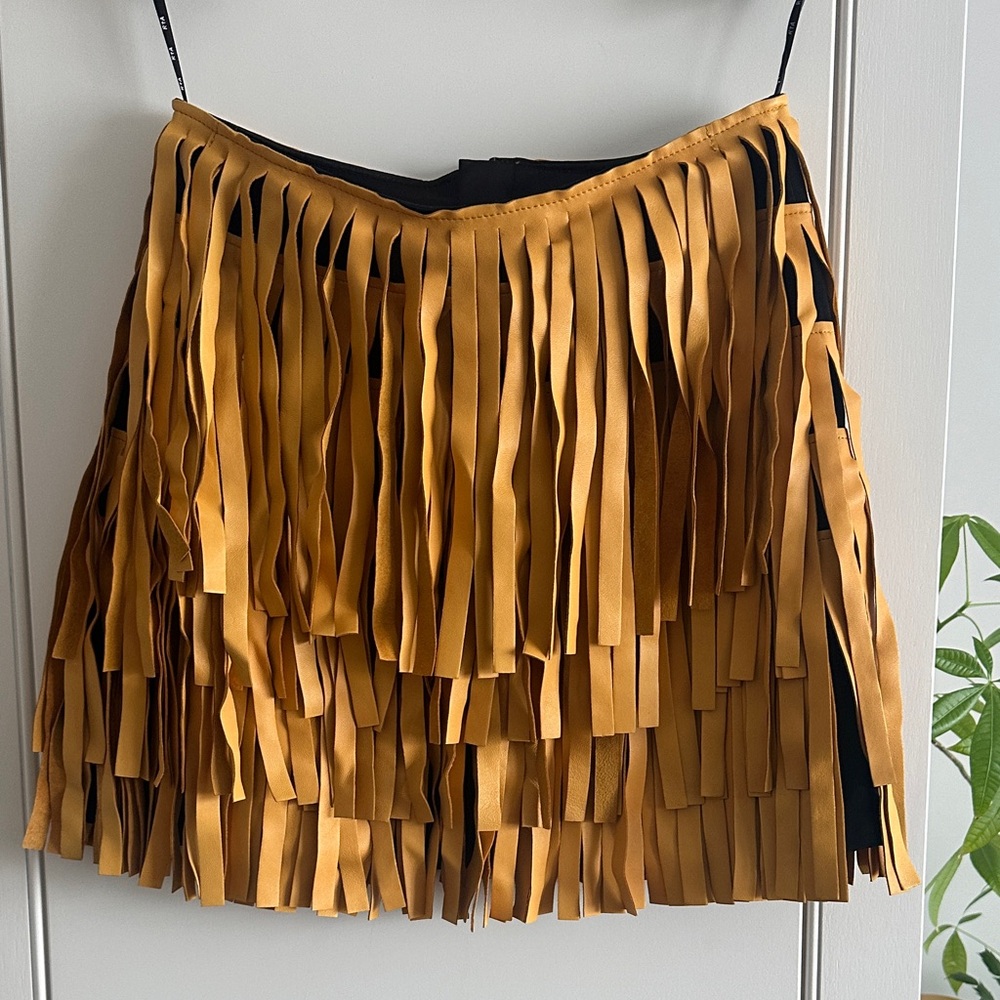 RtA Golden Fringe Mini Skirt